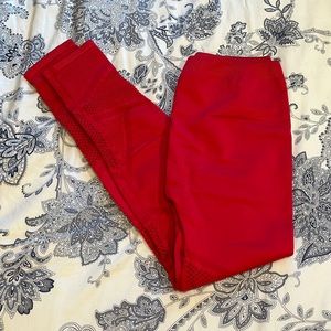 Beautiful red, cutout Fabletics leggings.